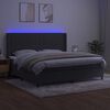 vidaXL Sommier &agrave; lattes de lit matelas et LED Gris fonc&eacute; 200x200 cm