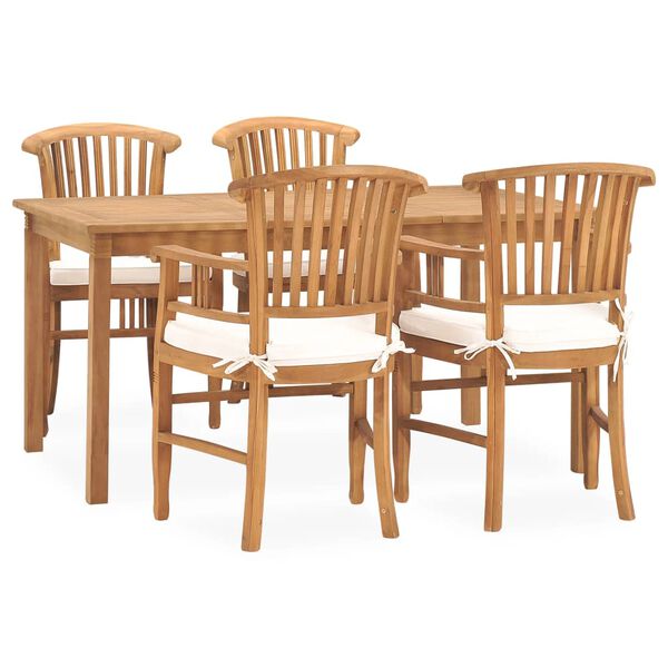 vidaXL Ensemble &agrave; manger de jardin 5pcs avec coussins bois teck solide