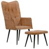 vidaXL Chaise &agrave; oreilles avec repose-pied Marron Toile
