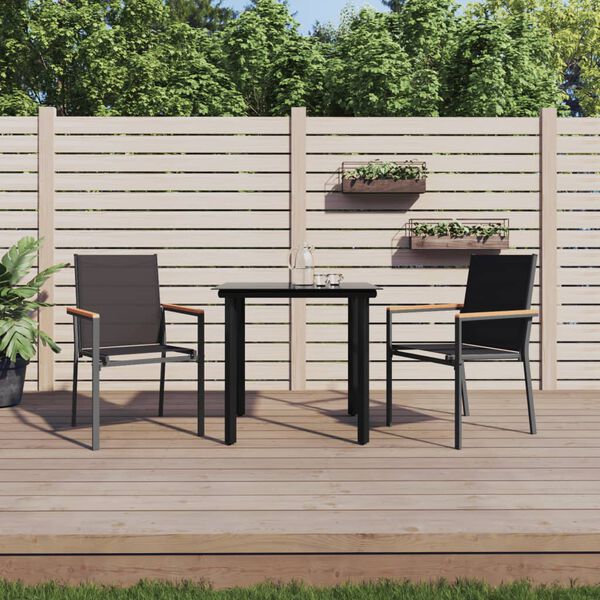 vidaXL Ensemble à manger de jardin 3 pcs noir textilène et acier