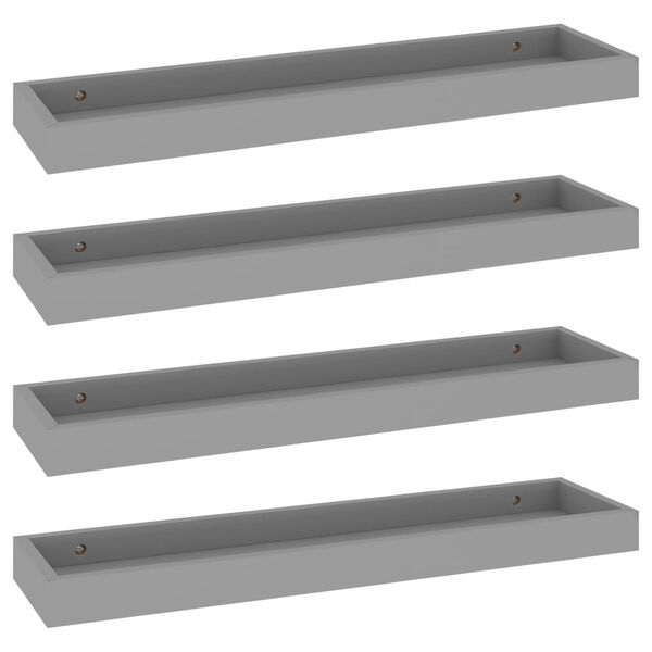 vidaXL &Eacute;tag&egrave;res murales Loggia 4 pcs Gris 60x15x4 cm MDF