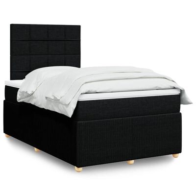 vidaXL Sommier à lattes de lit avec matelas Noir 120x200 cm Tissu