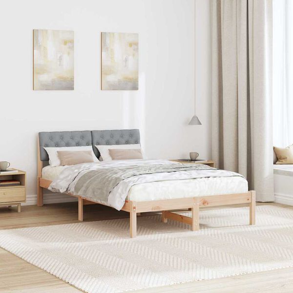 vidaXL Cadre de lit avec t&ecirc;te de lit Marron et gris clair 120 x 200 cm