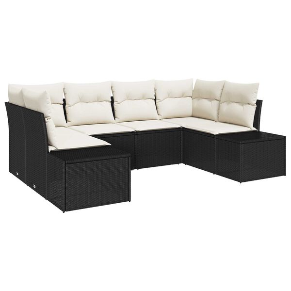 vidaXL Ensemble de canap&eacute; de jardin avec coussin 6 pcs Noir polyrotin