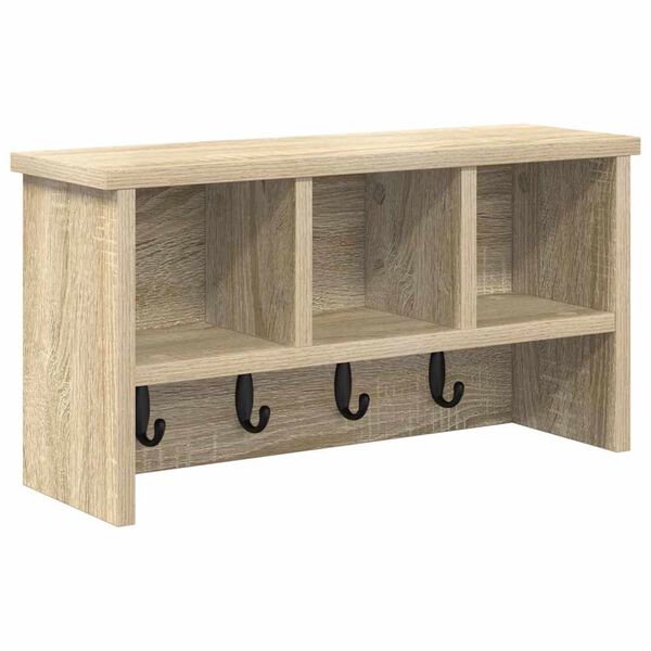 vidaXL Porte-manteau mural avec &eacute;tag&egrave;re Ch&ecirc;ne Sonoma 50 x 16 x 26 cm
