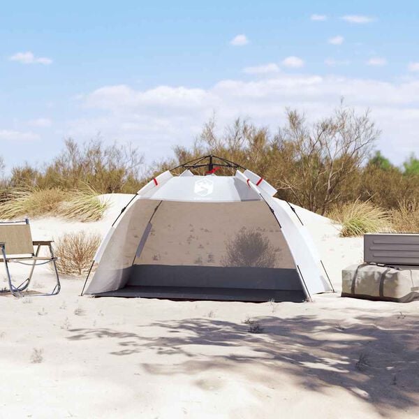 vidaXL Tente de plage 2 personnes gris lib&eacute;ration rapide imperm&eacute;able