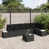 vidaXL Ensemble de canapé de jardin avec coussin 7 pcs Noir polyrotin