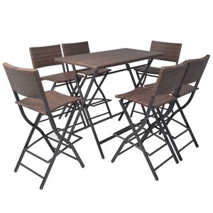 vidaXL Ensemble &agrave; manger d'ext&eacute;rieur pliable 7pcs Acier R&eacute;sine tress&eacute;e