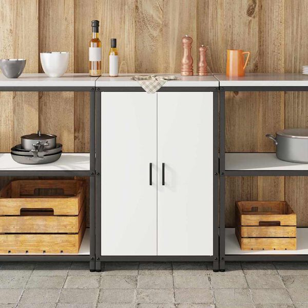 vidaXL Rangement de cuisine avec &eacute;tag&egrave;re Blanc 60 x 50 x 92 cm Acier