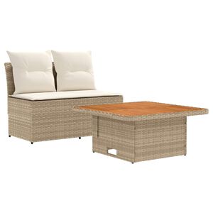 vidaXL 2 Pi&egrave;ce Canap&eacute; du milieu de jardin avec table relevable