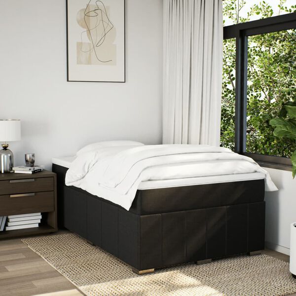 vidaXL Sommier &agrave; lattes de lit avec matelas noir 120x190 cm tissu