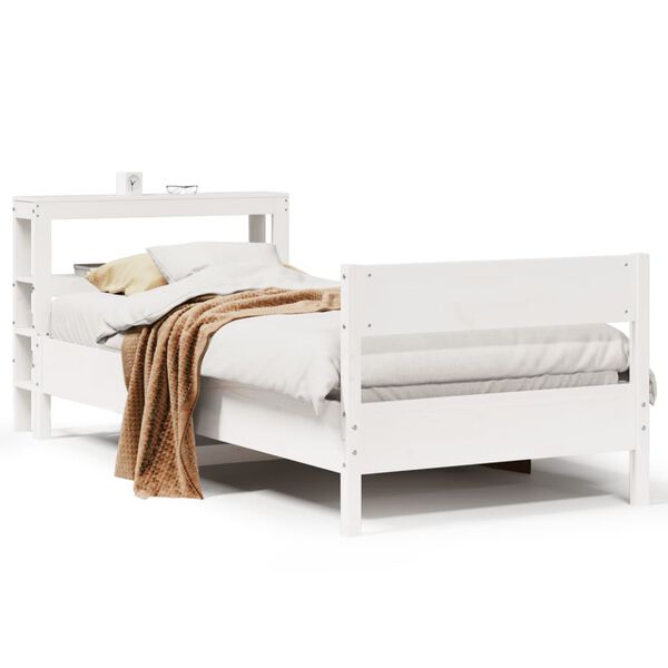 vidaXL Cadre de lit sans matelas blanc 75x190 cm bois de pin massif