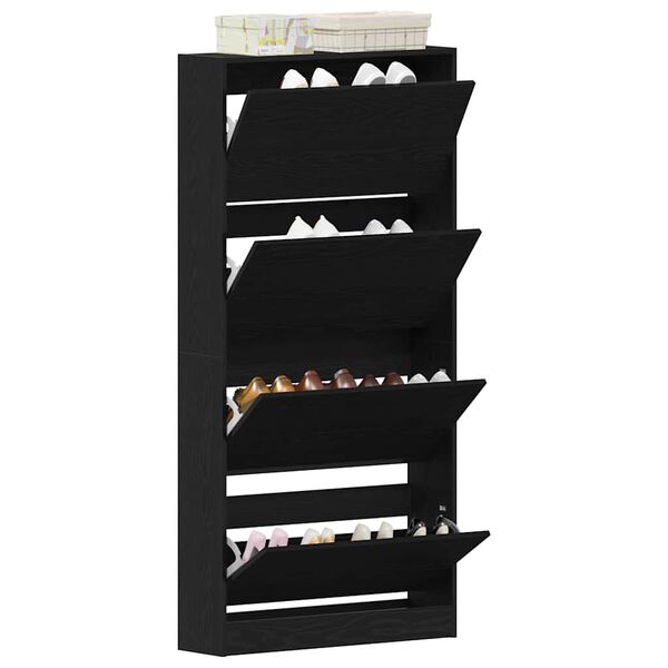 vidaXL Cabinet &agrave; chaussures avec &eacute;tag&egrave;re Ch&ecirc;ne noir 80 x 21 x 163,5 cm