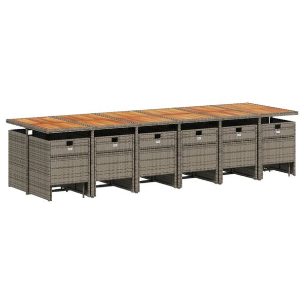 vidaXL Ensemble &agrave; manger de jardin 17 pcs et coussins r&eacute;sine tress&eacute;e