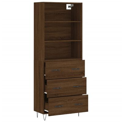 vidaXL Buffet haut Chêne marron 69,5x34x180 cm Bois d'ingénierie