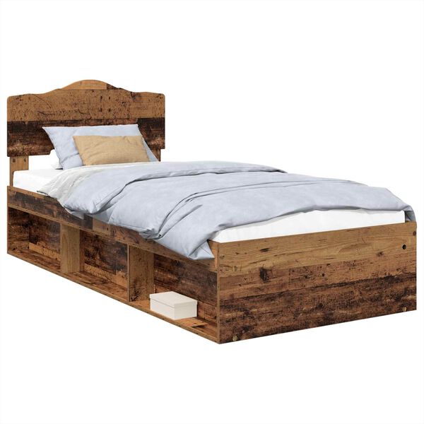 vidaXL Cadre de lit Bois ancien 75 x 190 cm Bois de pin massif