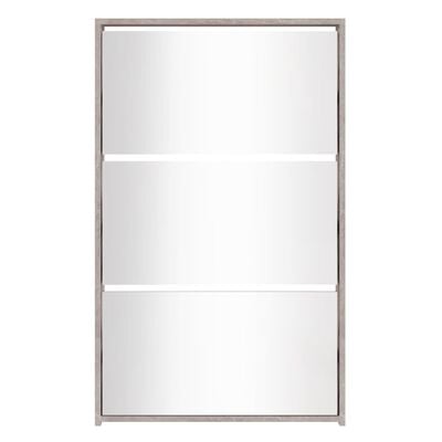 vidaXL Armoire à chaussures miroir 3 niveaux Gris béton 63x17x102,5 cm