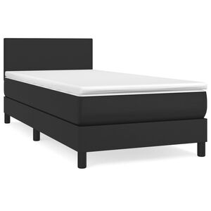 vidaXL Sommier &agrave; lattes de lit avec matelas Noir 80x200cm Similicuir