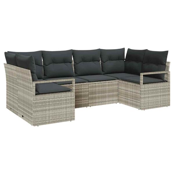 vidaXL Ensemble de Canap&eacute;s avec coussin 6 pcs Gris clair polyrotin