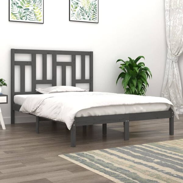 vidaXL Cadre de lit sans matelas gris 200x200 cm bois massif de pin