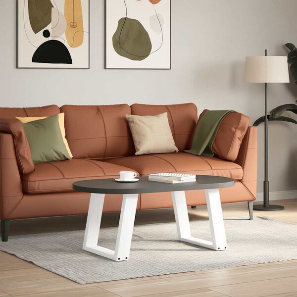 vidaXL Pieds de table basse en U, 2 pi&egrave;ces, blanc, 50 x (42-43) cm, acier