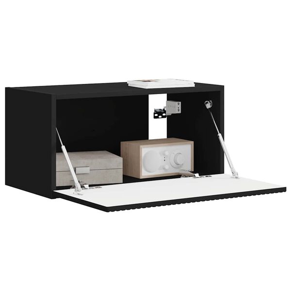 vidaXL Meuble TV mural Noir 60 x 31 x 29.5 cm Bois d'ing&eacute;nierie