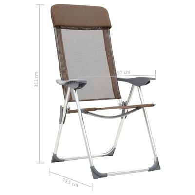 vidaXL Chaises de camping pliables 2 pcs Marron Aluminium