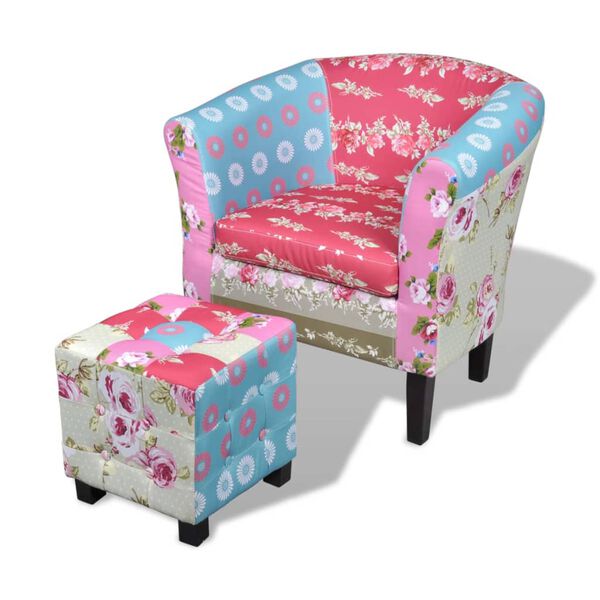 vidaXL Fauteuil avec repose-pied Design avec patchwork