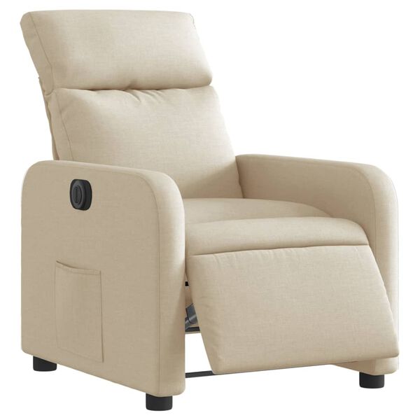 vidaXL Fauteuil inclinable &eacute;lectrique Cr&egrave;me Tissu