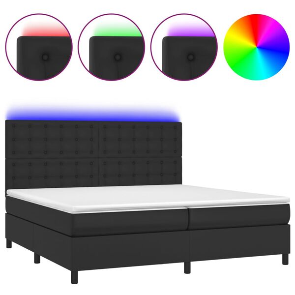 vidaXL Sommier &agrave; lattes de lit avec matelas et LED Noir 200x200 cm