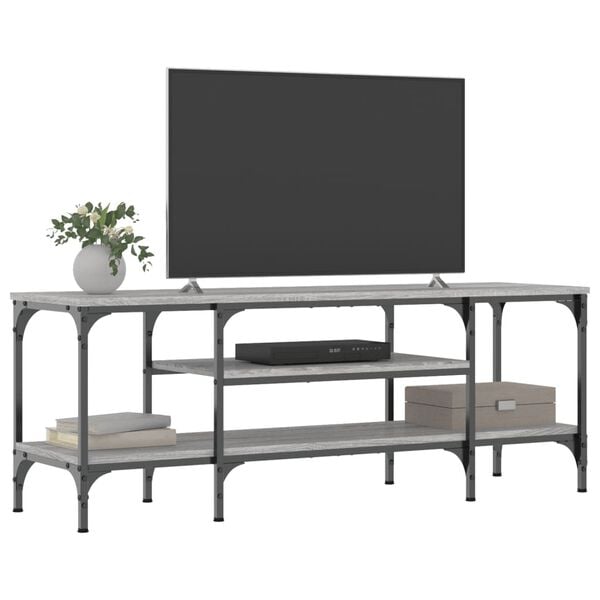 vidaXL Meuble TV sonoma gris 121x35x45 cm bois d'ingénierie et fer