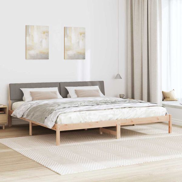 vidaXL Cadre de lit Marron et taupe 160 x 200 cm Bois massif en pin