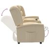 vidaXL Fauteuil inclinable 2 places avec porte-gobelets Cr&egrave;me Tissu