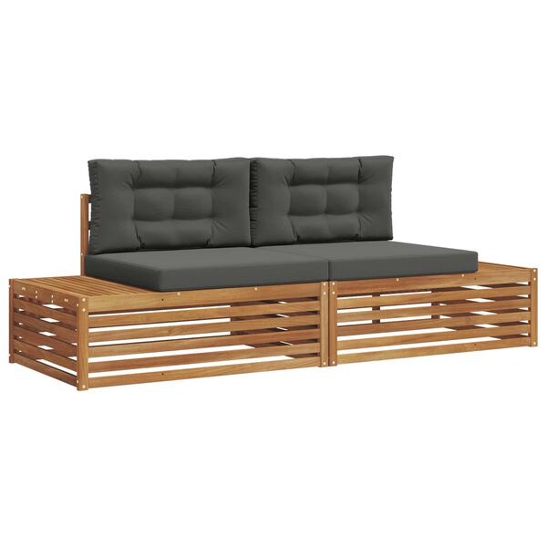 vidaXL Ensemble de canap&eacute;s d'ext&eacute;rieur 2 Pi&egrave;ce Naturel et Anthracite