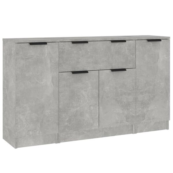 vidaXL Buffets 3 pcs gris b&eacute;ton bois d'ing&eacute;nierie