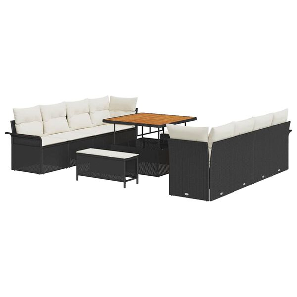 vidaXL Ensemble de canap&eacute; de jardin avec coussin 11 pcs Noir polyrotin
