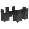 vidaXL Ensemble &agrave; manger de jardin coussins 7pcs Noir R&eacute;sine tress&eacute;e