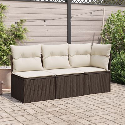 vidaXL Chaise de jardin sans accoudoirs avec coussins marron rotin