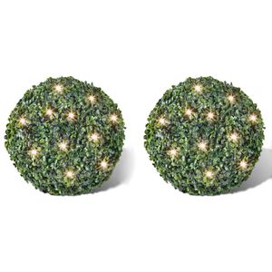 2 pi&egrave;ce de boule 35 cm avec guirlande lumineuse solaire 24 LED