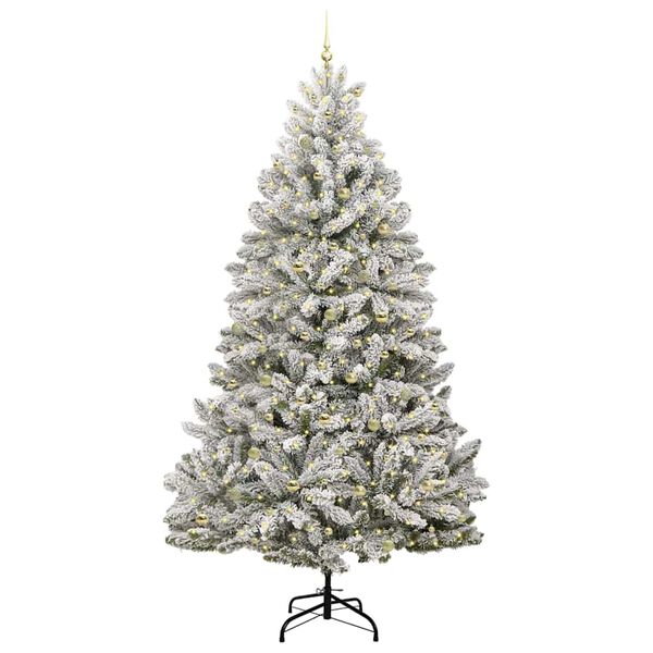 vidaXL Sapin de Noël artificiel Vert et blanc 300 cm PVC et métal