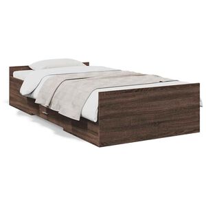 vidaXL Cadre de lit avec tiroirs sans matelas ch&ecirc;ne marron 75x190 cm