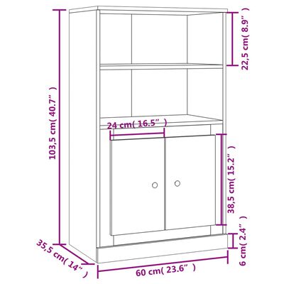 vidaXL Buffet haut chêne sonoma 60x35,5x103,5 cm bois d'ingénierie