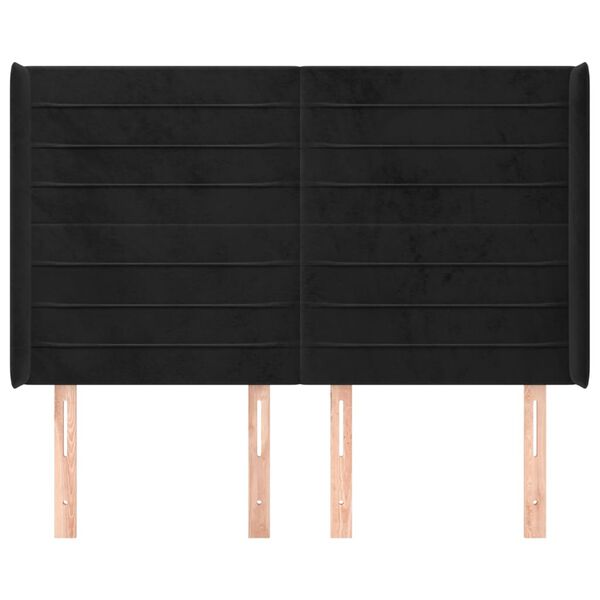 vidaXL Tête de lit avec oreilles Noir 147x16x118/128 cm Velours