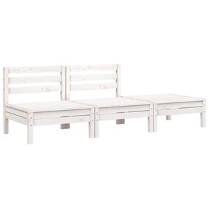 vidaXL Canap&eacute; de jardin 3 places blanc bois de pin massif