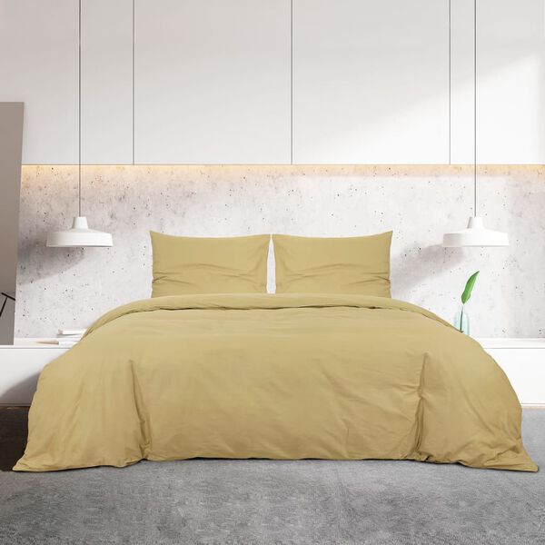 vidaXL Ensemble de housse de couette Taupe 200x200 cm Coton