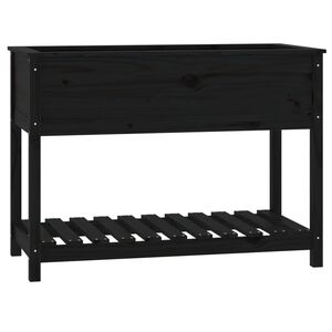 vidaXL Jardini&egrave;re avec &eacute;tag&egrave;re Noir 111,5x54x81 cm Bois massif de pin