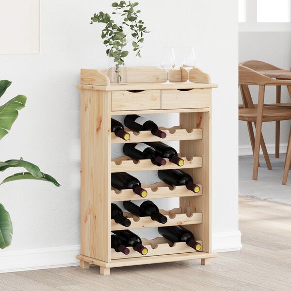 vidaXL &Eacute;tag&egrave;re &agrave; vin Naturel 58 x 28 x 90 cm Bois de pin massif
