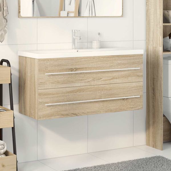 vidaXL Ensemble de meubles de salle de bain 2 pcs ch&ecirc;ne sonoma