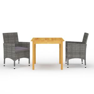 vidaXL Ensemble &agrave; manger de jardin 3 pcs Gris