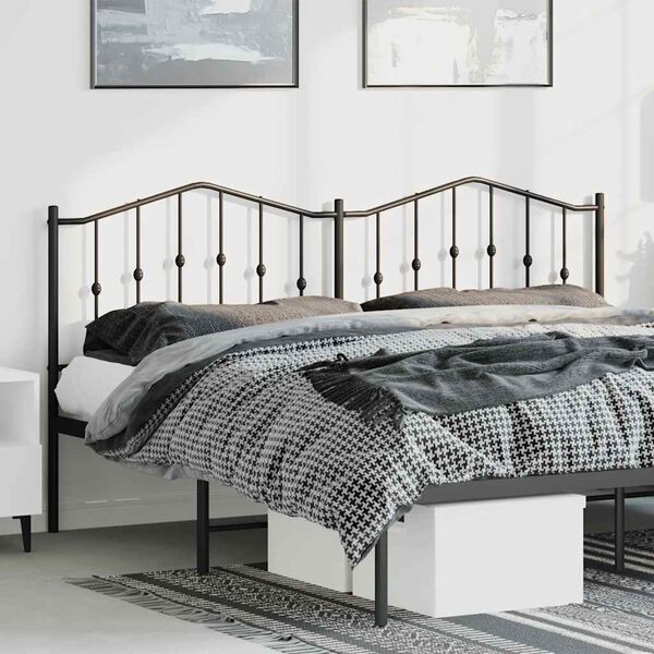 vidaXL T&ecirc;te de lit de remplacement m&eacute;tal noir 193 cm